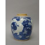 A Chinese blue and white oviform jar, late 19th/20th century,
