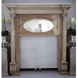 A 19th century white painted pine fire surround,