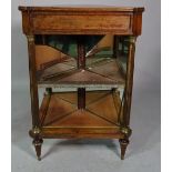 A 19th century French gilt metal mounted mahogany corner cabinet with fluted supports,