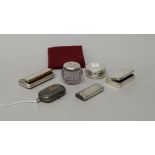 Silver and silver mounted wares, comprising; a rectangular hinge lidded matchbox,