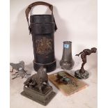 Collectables including; a 20th century Liberty tudric pewter vase, a bronze figure of a lady,