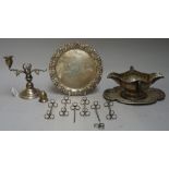 Foreign wares, comprising; a circular dish, decorated with a cast rim, detailed ORR 30 SILVER.