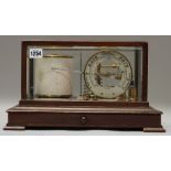 A mahogany cased barograph, early 20th century, unsigned, with frieze drawer to the plinth base,