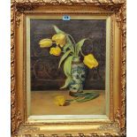 E. A. Vausdern (19th century), Still life of yellow tulips, oil on canvas laid on board, signed, 44.
