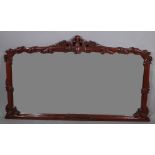 A Victorian style mahogany overmantel mirror, with carved floral and vine decoration,