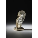A 19th century Continental carved rock crystal parrot, probably a parasol handle,