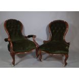 A Victorian mahogany gentleman's open armchair, 70cm wide x 94cm high,
