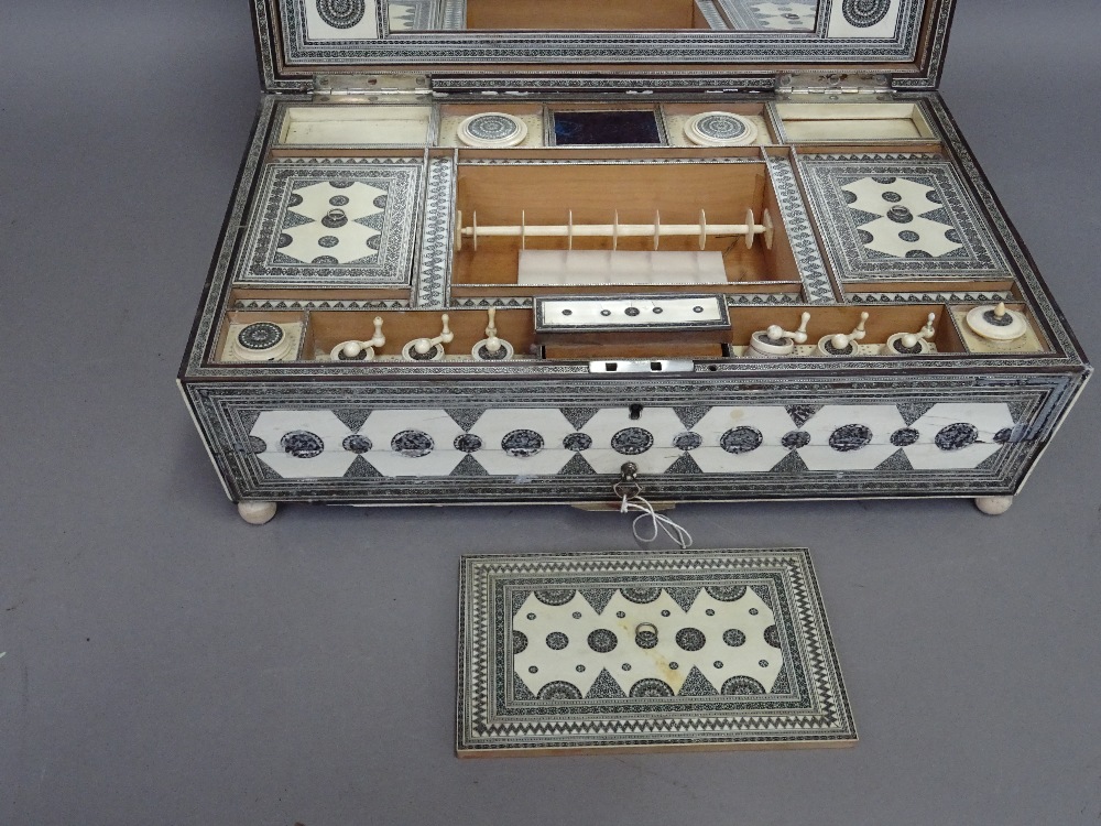 An early 19th century Sadeli ware sewing box of sarcophagus form, - Image 9 of 10