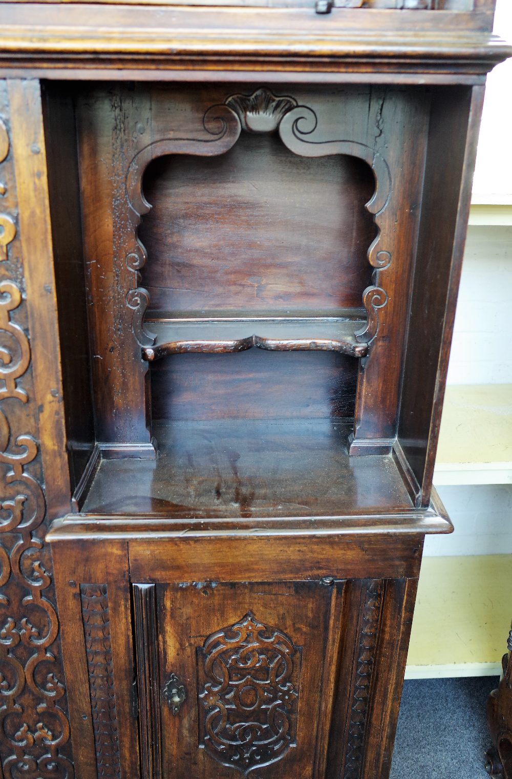 An 18th century and later Continental walnut side cabinet, - Image 2 of 2