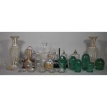 A quantity of glass wares, including; a pair of Bohemian enamelled flash cut vases, 35cm high,