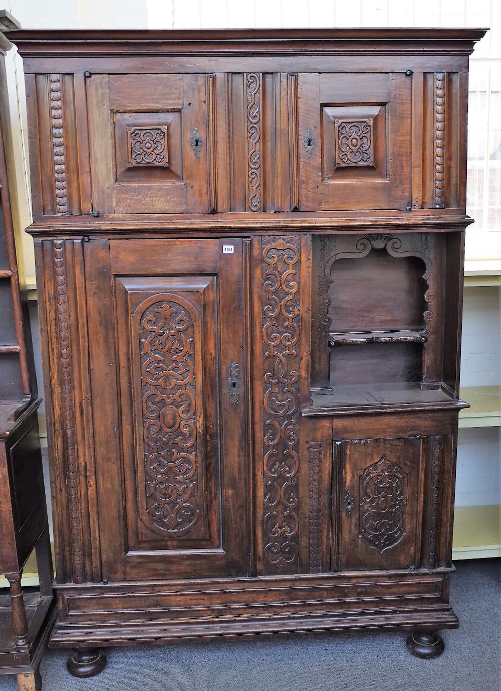 An 18th century and later Continental walnut side cabinet,