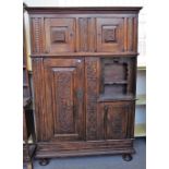 An 18th century and later Continental walnut side cabinet,