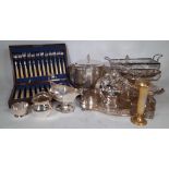 Silver plated wares including; flatware, trays, bowls, jugs and sundry, (qty).