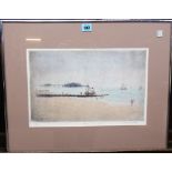 Michael Blaker (20th century), Pleasure boats at Brighton, colour etching, signed,