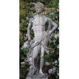 A marble figure of Apollo after The Antique, 20th century, on square base, 140cms high.