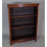 An Edwardian mahogany and satinwood banded open bookcase, 88cm wide x 115cm high.