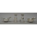 A pair of George V silver mounted glass Whisky noggins, with attached labels, detailed Whiskey,