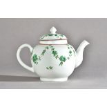 A Bristol porcelain bullet-shaped teapot and cover, circa 1775,
