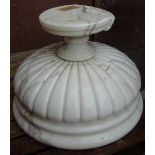 A 20th century white marble urn on circular plinth base, 50cm wide x 35cm high.