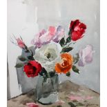 Edward Wesson (1910-1983), Roses '82, watercolour, signed, 39cm x 33.5cm.