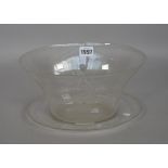 An Orrefors engraved glass bowl and stand designed by Edward Hald, circa 1931,