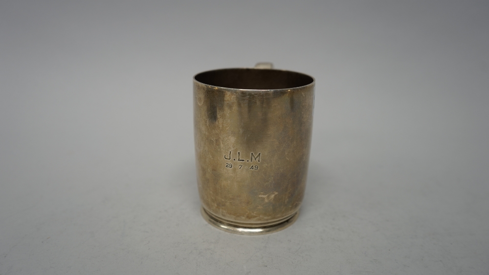 A silver mug, of plain cylindrical form, - Image 2 of 4