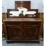 An early 20th century Spanish walnut chiffonier, the mirror back over marble top,