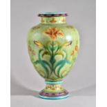 A large Theodore Deck celadon-ground vase, circa 1880, of ovoid form, with spreading circular foot,