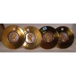 Two pairs of gilt metal curtain tie-banks, modern,