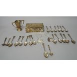 Silver and silver mounted wares, comprising; a set of six Old English pattern teaspoons,