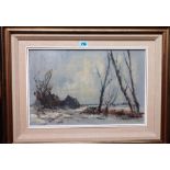 John Taunton (1910-?), Winter landscape, oil on board, signed, 28.5cm x 44cm.