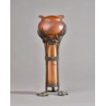 A Loetz Art Nouveau orange iridescent glass vase, c.