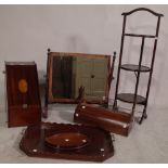 A group of furniture to include; a Victorian mahogany dressing table mirror, 56cm wide x 54cm high,