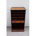 A Victorian walnut and chequer strung music cabinet, typical arrangement of shelves,