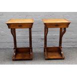 A pair of 19th century French fruitwood console bedside tables,