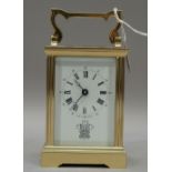 An English brass carriage timepiece, 20th century,