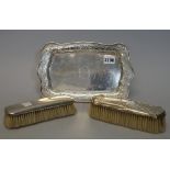 An American sterling silver tray of lobed rectangular form, 28cms wide,