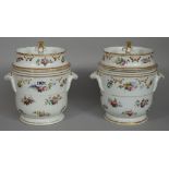 A pair of Paris porcelain ice pails, liners and covers,