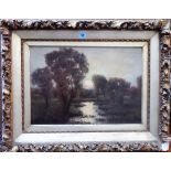 Karl Schenk (19th century), Wooded river scene, oil on canvas, signed, 33.5cm x 49cm.