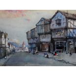 Noel Harry Leaver. (1889-1951), Street Scene at Dusk. watercolour, signed, 26.5cm x 37cm.