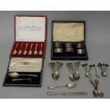 Silver, comprising; a cased set of six napkin rings, Birmingham 1923,