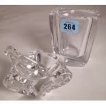 A small Daum glass vase, 8cm high and a small star design Daum pestle and mortar, 6cm wide, (3).