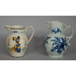 A late Prattware type jug, 20th century, detailed with Admiral Nelson and Captain Berry,