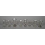 A group of eight jelly glasses, 18th/early 19th century, each with a bell bowl,