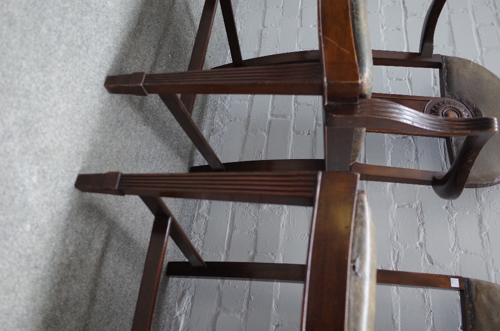 A set of six late 19th century mahogany dining chairs, with arch backs and sunflower carved splat, - Image 3 of 4