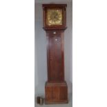 Jno Rigg Gisbrough; an early 18th century oak longcase clock, with thirty hour movement,