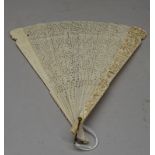 A Chinese Canton export Brisee ivory fan, 19th century,