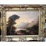 Continental School (19th century), Mountainous lake landscape, oil on canvas, 38cm x 50cm.