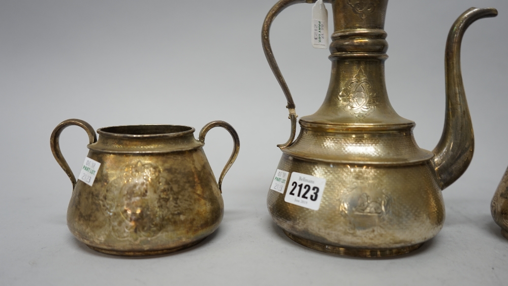 A mid-19th century French four piece tea and coffee set, comprising; a teapot (the handle lacking), - Image 3 of 5