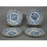 Nine Meissen blue and white plates,